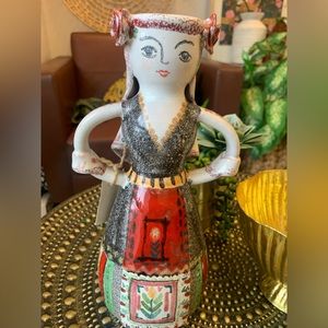 Bulgarian FolkArt Ceramic Figural Vase